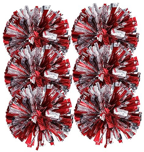 BCOATH 6stücke Cheerleader Pompons Metallfolie Cheer Poms Für Sportveranstaltungen Tanz Und Feiern Handblumen Leuchtenden Farben Langlebig Und Wiederverwendbar Für Teams Und