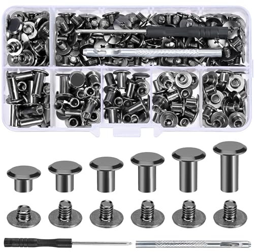 Szaboviktoria 110 Pezzi Viti Cannocchiale M5, 4/5/6/8/10/12mm Vite Di Rilegatura Fogli, Viti Per Cintura, Per Decorazioni In Pelle Fai Da Te, Borse, Artigianato