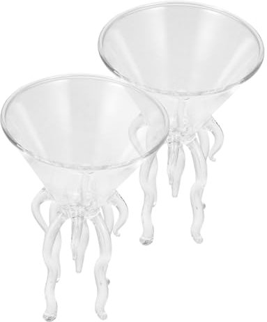 MUCKLILY Bicchieri Da Cocktail a Forma Di Polpo in Vetro Stelo, Set 2 Pezzi, Design Artistico Per Succhi e Liquori, Per Feste e Celebrazioni