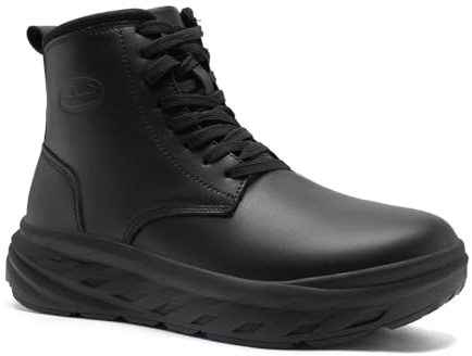 Men's Orthopedic Diabetic Wide Toe Dress Oxford Boots: Comfort Plantar Fasciitis Arch Support Heel Spur Neuropathy Leather Shoes, Soft Ergonomic Indoor Bedroom Hiking Work Ankle Boots Black Size 12