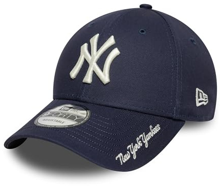 New Era Berretto da baseball 9Forty Visor Script MLB New York Yankees per adulti, colore blu navy