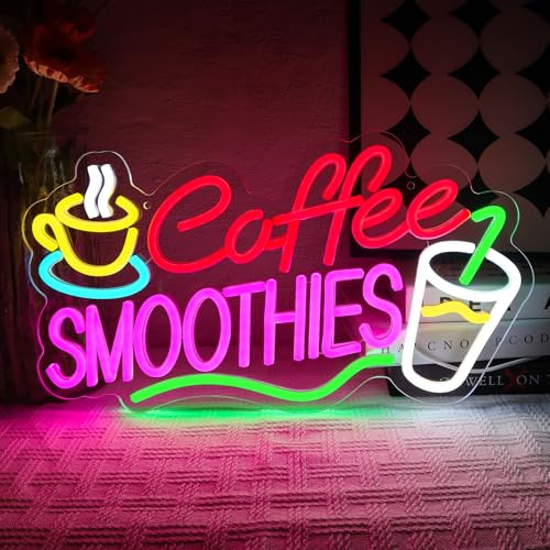 OYCGZV Smoothies neonskylt kaffe led neonskylt vägg juicer neonskylt USB dimbar LED-skylt för kaffebar restaurang café butik fest milkshake dryckesbutik kök hus pub