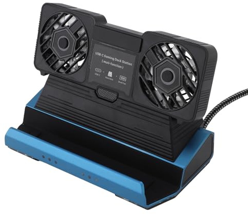 SUNGOOYUE 9 en 1 Estación de Acoplamiento RGB, Ventiladores de Doble Enfriamiento 100W PD USB 3.0 5GBPS 4K 60Hz HD Interfaz Multimedia Hub Gigabit Ethernet para Tabletas de Consolas de