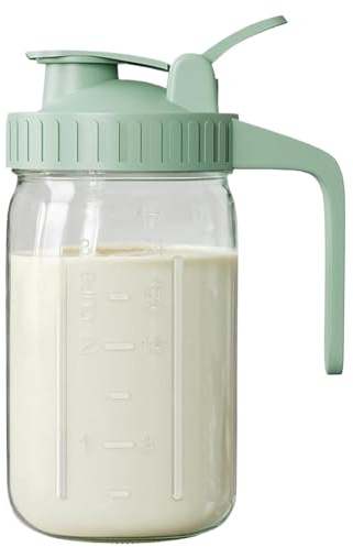 Pichet de lait maternel avec couvercle et manche anti-fuite 32 oz Pichet de lait maternel avec bouteille rangement en verre en verre