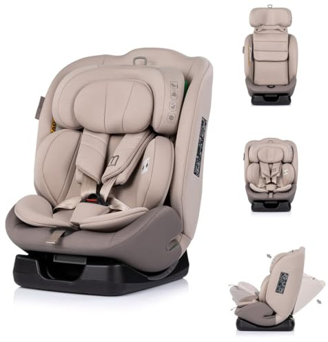 Chipolino Barnstol, Mondial i-Size (40–150 cm) liggande läge, nackstöd, bälte, beige