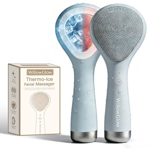 WillowGlow Face Scrubber, Thermal & Cooling Modes, Face Brush, Deep Pore Cleansing, Silicone Face Scrubber, Electric Sonic Vibrations, Facial Cleansing Brush, Waterproof Home Spa & Travel Skincare