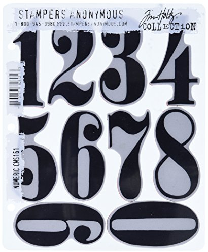 Tim Holtz Stampers Anonymous Set di timbri Supporto Acrilico, timbri di Gomma Originali Numerico Red