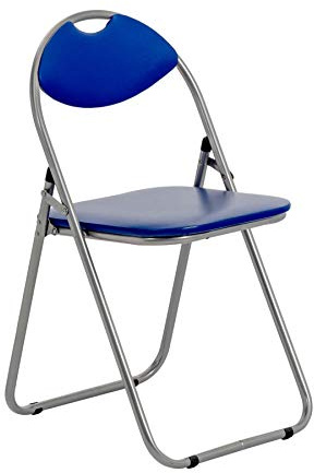 Harbour Housewares Padded Folding Chair Blue - Metal Frame Seat with Cushioned Backrest Easy Store Compact Design Durable Office, Dining, Bedroom or Event Seating Max Load 114kg
