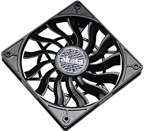 Akasa Slimfan | PWM Case Fan | 120mm PC Fan | 4-pin Cooling Fan | 120 x 120 x 15 mm | Black | Suitable for HTPC and Slim System | AK-FN078