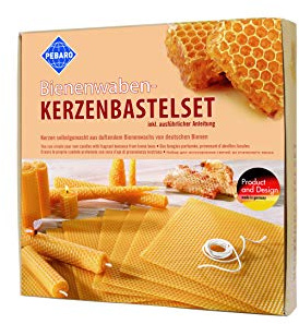 Pebaro WACHS-set 1, bivax, bivax, hantverk, pysselset inkl. instruktioner, 7 bikakeplattor 20 x 20, veke, för barn och vuxna, presentidé, juldekoration