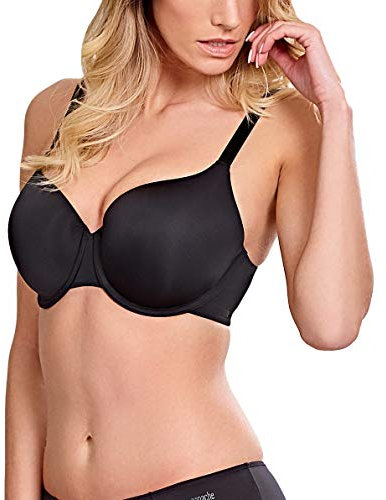 Panache Women's 7321 Porcelain Elan Moulded T-Shirt Everyday Bra, Black, 38H
