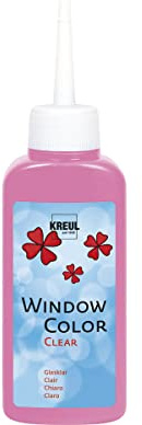 KREUL 40206 - Window Color Clear rosa 80 ml, Fenstermalfarbe auf Wasserbasis, mit glatter glasklarer Oberfläche, geeignet für Oberflächen wie Glas, Spiegel und Fliesen