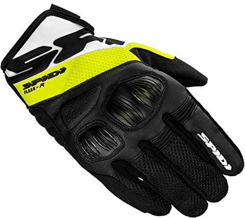 SPIDI, Flash-R Evo, Guanti Moto per Uomo, Protettivi e Resistenti, Guanti Moto Estivi Impermeabili e Antiscivolo, con Touchscreen Capacitivo, Peso Medio 0, 1 kg, Colore Nero e Giallo Fluo, Taglia XXL