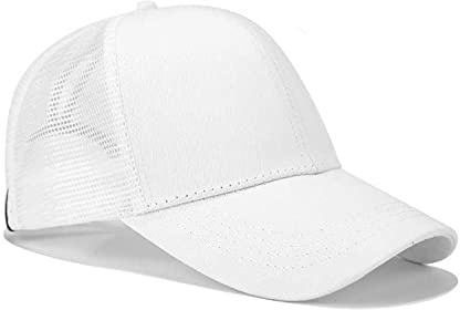 Casquette de baseball JYOHEY - Pour femme - Réglable - En maille - Pour queue de cheval - Protection UV - 8 options de couleur - Blanc - Taille unique