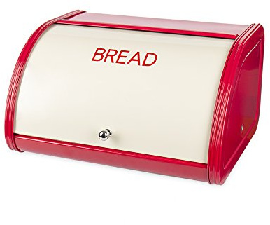 X458 Metal Bread Box/Bin/kitchen Storage Containers with Roll Top Lid (red)