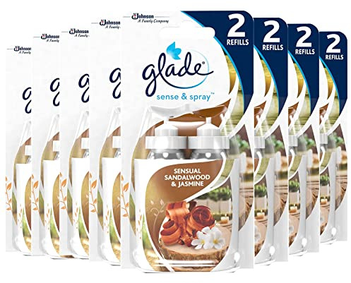 Glade Sense & Spray Twin Refill Sandalwood & Jasmine Air Freshener 2x18ml, Pack of 8