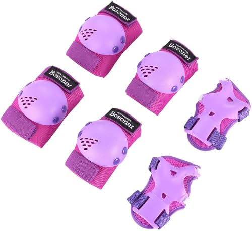 BOSONER Knieschoner Kinder Schoner Inliner Protektoren 6er Set Schützer Inliner Inline Skates Knie Und Ellenbogenschützer Schutzausrüstung Knieschützer Skateboard