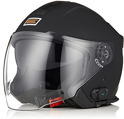 ORIGINE Motorradhelm Jethelm Roller Helm Bluetooth ECE Mit Doppel Visier