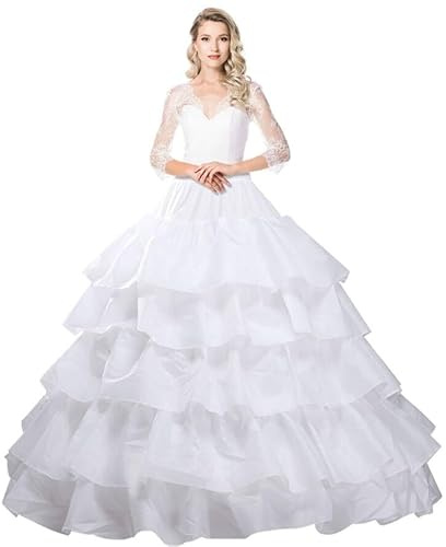 Thupmuk Petticoat for Women Crinoline Underskirt 4 Hoops Skirt 5 Ruffles Layers Ball Gown Half Slips Under Dress for Women Wedding Dress