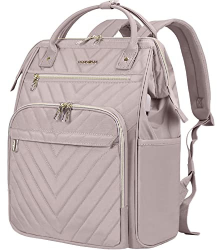 VANKEAN 17 Zoll Laptop Rucksack für damen Computer Arbeitstasche, große Kapazität wasserdichter Rucksack mit USB-Port/RFID Taschen, College Daypack Schultasche Business Travel Rucksack, Rosa