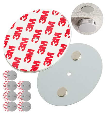 Soporte Magnético para Alarma de Humo, 8 piezas, Diámetro Ø 70 mm, para pegar o atornillar, adhesivo para las alarmas de incendios y humo, soporte detectore incendio humo, soporte almohadilla adhesiva