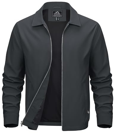 MAGCOMSEN Men's Lightweight Jackets Light Windbreaker Full Zip Up Stylish Golf Coat Business Work Casual Dress Jacket