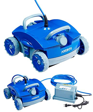 Arebos Automatic Pool Robot | Pool Runner for pools up to max. 50 m³ | Pool Vacuum Cleaner Floor Cleaner | 2 Cleaning Modes