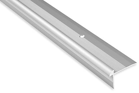 Treppenkantenprofil Treppenabschluss 1,8m Alu Winkelprofile mit Einfasshöhe 3 mm für Bodenbeläge (C29, 42x28 mm) Treppenprofil Silber Treppenverkleidung Winkelleiste