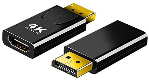 SHUBEIEUMI 2Pcs Adattatore DisplayPort a HDMI, Adattatore DP Maschio a HDMI Femmina 4K, Supporto 1080P Full HD, Adattatore Display Port hdmi per HDTV, Proiettore, Monitor(Nero)