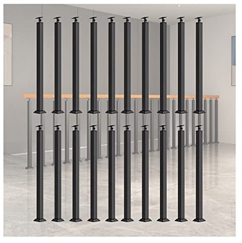 Geländer Außen/ Innen Treppengeländer Schwarze schmiedeeiserne Geländerpfosten, Geländer für Terrassentreppen, Innen- und Außengeländersystem, 1/2/5/10/20/25 Packung Balusterspindeln mit Schrauben und