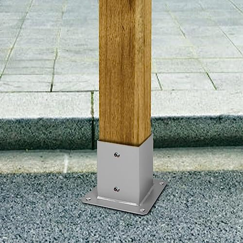 Pfostenträger Aufschraubhülse Quadratischer Pfostensockel Holz Auf Beton, Zaunpfostenanker Für Pergola, Gartenlaube, Hof Und Gartenzaun, Edelstahl Verandapfostenhalterung Mit Beschlägen ( Size : 4.5x4
