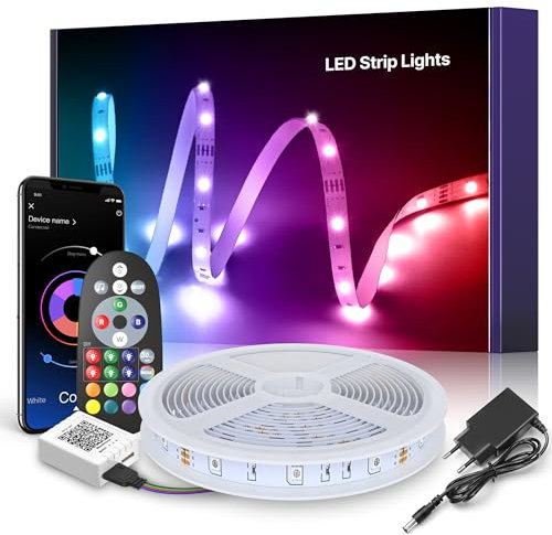 Mexllex LED Strip 10m,Musik sync, Farbwechsel, LED Streifen mit App-Steuerung, LED Lichterkette für Schlafzimmer, Raumbeleuchtung, Heimdekoration