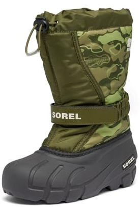 SOREL Children's Flurry Boot - Utility Green, Savory - 12