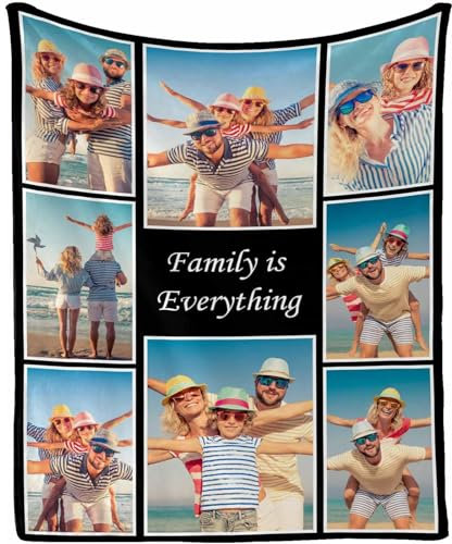 Personalisierte Decke, Personalisierte Decke mit Foto, Kuscheldecke mit Foto und Text, Fotodecke mit Eigenem Fotos, Personalisierte Geschenke für Freundin,Mama,Papa, Frau, Weihnachten (8 Fotos A)