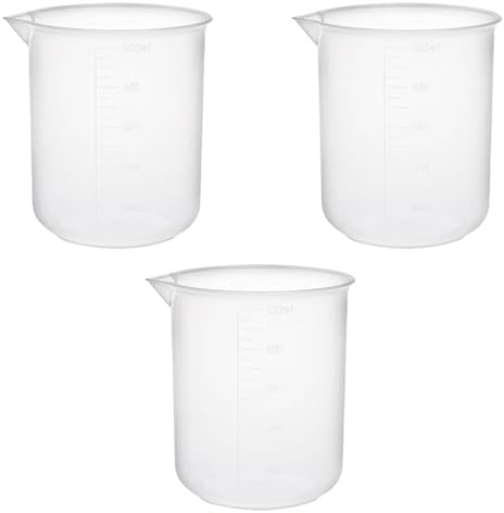 TOP-VIGOR 3Pcs 500ml Plastic Measuring Cups, Transparent Lab Graduated Beakers Liquid Measuring Cups, Heat Resistant Measuring Jugs Mixing Cups for Baking Cooking Lab