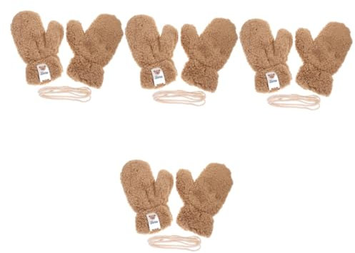 PACKOVE 4paare Winter Cartoon Handschuhe Für Plüsch Fleece Warm Und Winddicht Für Outdoor Aktivitäten Radfahren Und Spaß Bär Design