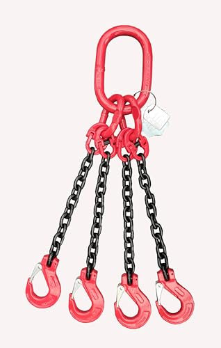 Anschlagkette 4-Strang 6mm nach EN 818-4 hochfest und geprüft Tragfähigkeit:2,36t Beschlagteile nach EN 1677-2 Kettengehänge Krankette Länge: 2m Lasthaken mit Sicherung