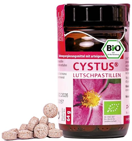 Dr. Pandalis – Cystus 052 Bio Lutschpastillen – 132 Lutschpastillen – Cistus incanus Zistrose aus kontrolliert biologischem Anbau – Das Original aus der Apotheke