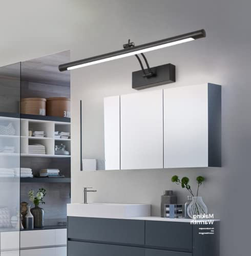 SSNCcNC LED Spiegelleuchte Schwarz Bad Spiegellampe Weißes Licht 6000K 40cm 9W Wasserdicht Einstellbare Winkel Make Up Spiegel Licht Wandleuchte für Spiegel Badleuchte Schranklampe Lampe