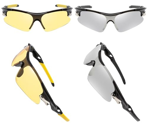 BDSHUNBF 2 Lunettes de Vélo, Lunettes de Soleil de Sport, Lunette de Cyclisme, Lunette de Soleil Sport, pour Hommes Femmes, Protection UV400, pour Activités de Plein Air Comme le Cyclisme