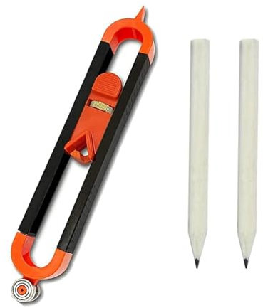 3 Stück Orange Konturenlehre（1 Stück Orange Konturenlehre+2 Bleistifte）, Contour, Anreißwerkzeug, Konturenlehre Groß, Konturmessgerät, Gauge, Konturlehre