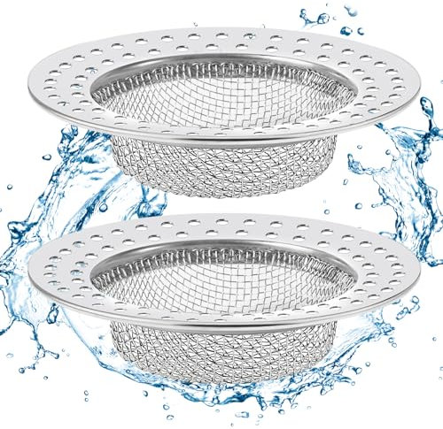 Diboniur 2 Pezzi Filtro Lavello Cucina, Filtri Scarico Lavandino in Acciaio Inossidabile, Cucina Sink Strainer da 7,8 cm, per Doccia, Vasca da Bagno, Lavabo