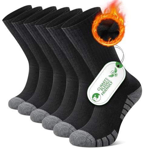 FALARY Calze Uomo Donna Trekking in Lana Merino, Anti-Vescica, Calzini Sportivi Escursionismo 3 Paia Nero 43-46