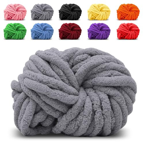 Fil de laine épais, gris, tricot à bras volumineux, gros fil de laine pour crochet, couverture, nid d'animaux, couverture, coussin décoratif
