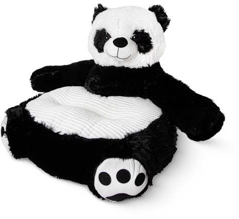 MKS Panda Plüschstuhl für Kinder – Kindersessel zum Kuscheln, 2-6 Jahre | Weicher Plüsch mit Polyester-Füllung, leicht & tragbar, als Sitzkissen oder Rückenlehne, süßes Geschenk & Deko fürs Zimmer