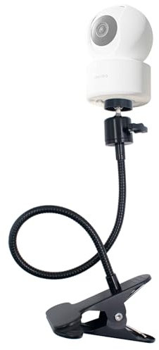 Support de Serrage Flexible pour caméra de Surveillance avec Pince trépied et Tuyau de 40 cm en métal avec vis 1/4 pour babyphone Moniteur extérieur caméra de sécurité intérieure