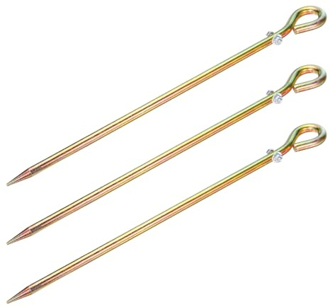 sourcing map 3 Pz Asta di Terra Zincato Zincato Colorato Pin di Messa a Terra 0,4 m Dritto con Foro di Messa a Terra Palo per Antenna Satellitare Recinto Elettr