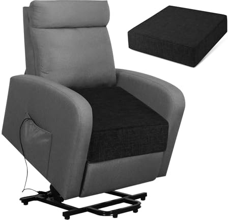 FlyGulls Recliner Cushions for Elderly 20x20x5 Extra Large Seat Cushion for Couch Armchair Wicker Chairs Square Chair Cushions with Non-Slip Backing and Textured Washable Cover Black