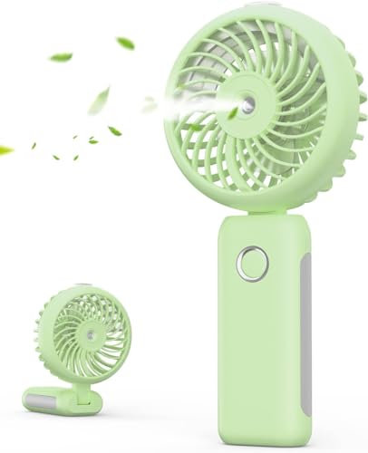 Générique Ventilateur personnel, Mini ventilateur Portable avec 3 vitesses réglables USB Rechargeable refroidissement fonctionnant sur batterie pour femmes fille verte