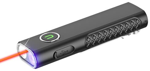 ULTRAFIRE Flat Rechargeable LED Torch with UV Light and Red Beam, 1200 Lumen Mini Tactical Torch, Triple Light Source, Magnetic Small Compact Flashlight for Working, Outdoor, Emergency, S3